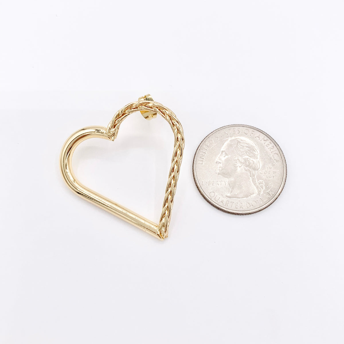 Large Hollow Heart Earrings in Real 18K Gold Plated Over Copper 3 PAIRS