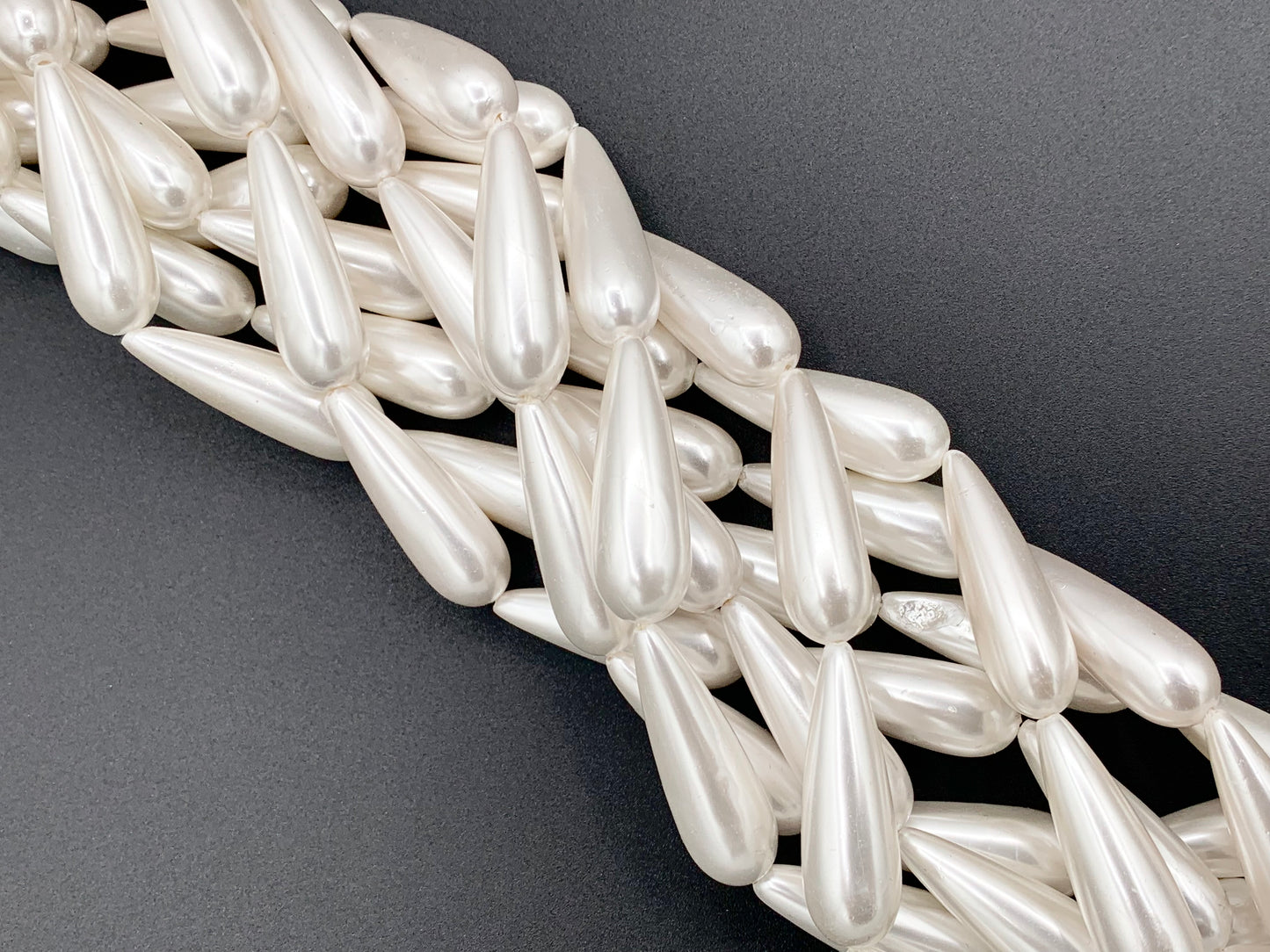 10x30mm White Shell Pearl Large Teardrop Beads Around 16" (1 Strand)