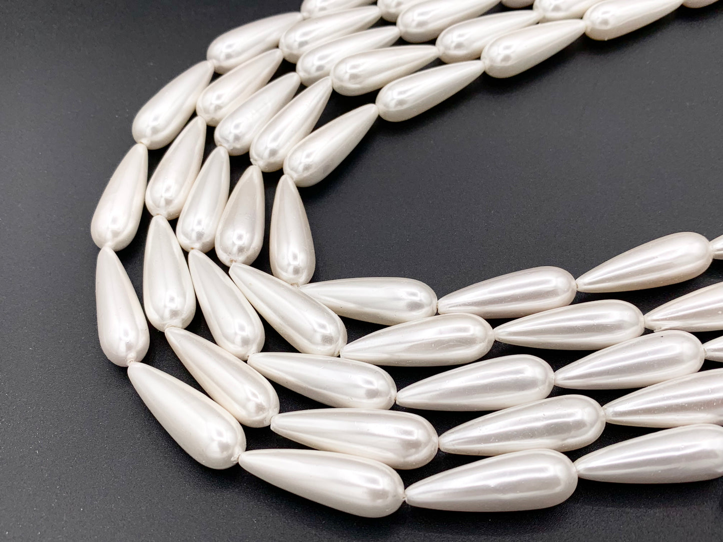 10x30mm White Shell Pearl Large Teardrop Beads Around 16" (1 Strand)
