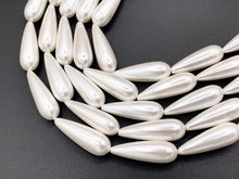 Load image into Gallery viewer, 10x30mm White Shell Pearl Large Teardrop Beads Around 16&quot; (1 Strand)
