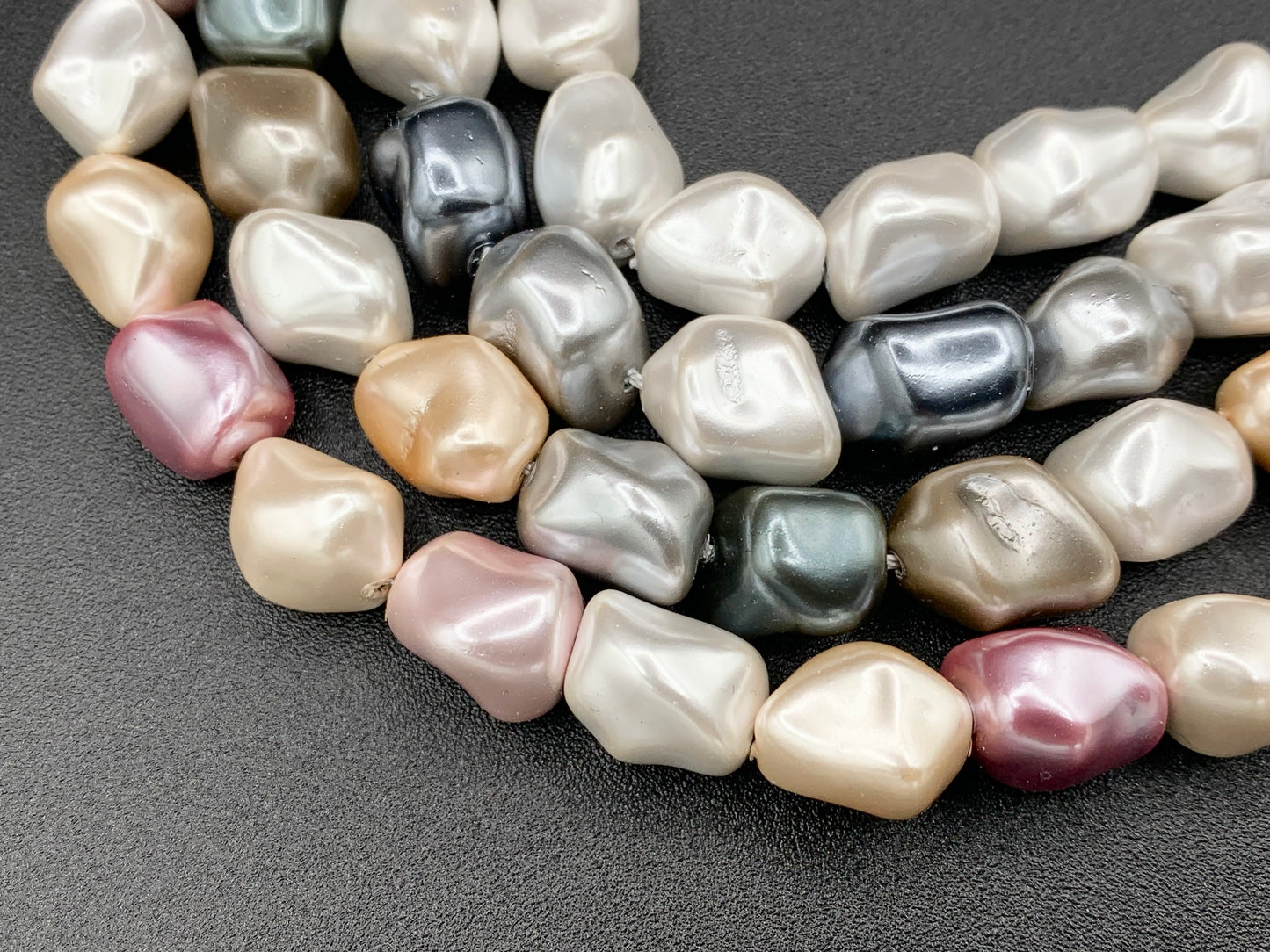 11x13mm White and Colorful Shell Pearl Nugget Beads Around 15" (1 Strand)
