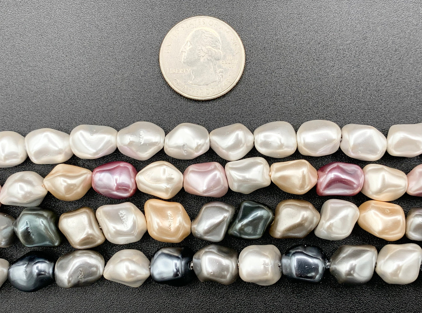 11x13mm White and Colorful Shell Pearl Nugget Beads Around 15" (1 Strand)