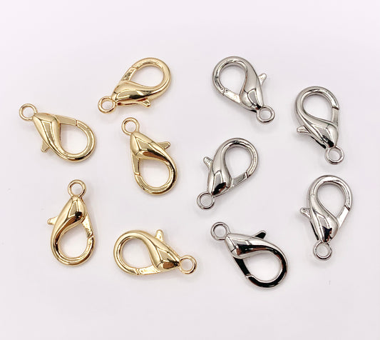 18K Gold/Silver Plated Plain Medium Large Lobster Clasp 20 PCS