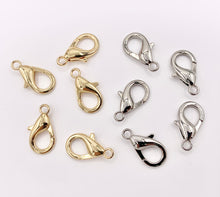 Cargar imagen en el visor de la galería, 18K Gold/Silver Plated Plain Medium Large Lobster Clasp 20 PCS
