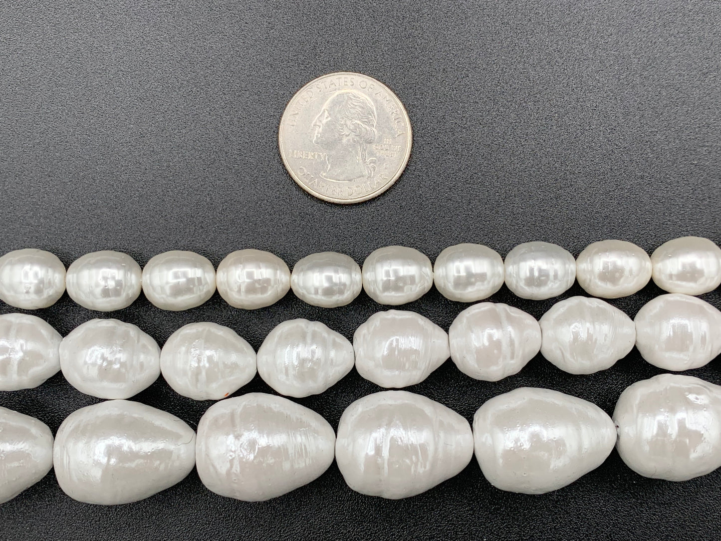 White Shell Pearl Bee Hive Shape Beads Textured Egg Shape Beads Around 15" Available in 3 Sizes (1 Strand)