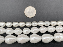 Load image into Gallery viewer, White Shell Pearl Bee Hive Shape Beads Textured Egg Shape Beads Around 15&quot; Available in 3 Sizes (1 Strand)
