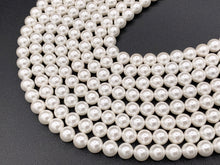 Load image into Gallery viewer, White Shell Pearl Smooth Round Beads Pearl Powder Coated Shell Beads Around 15&quot; Available in 7 Sizes (1 Strand)
