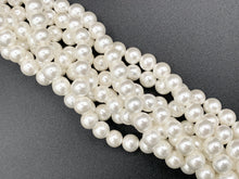 Load image into Gallery viewer, White Shell Pearl Smooth Round Beads Pearl Powder Coated Shell Beads Around 15&quot; Available in 7 Sizes (1 Strand)
