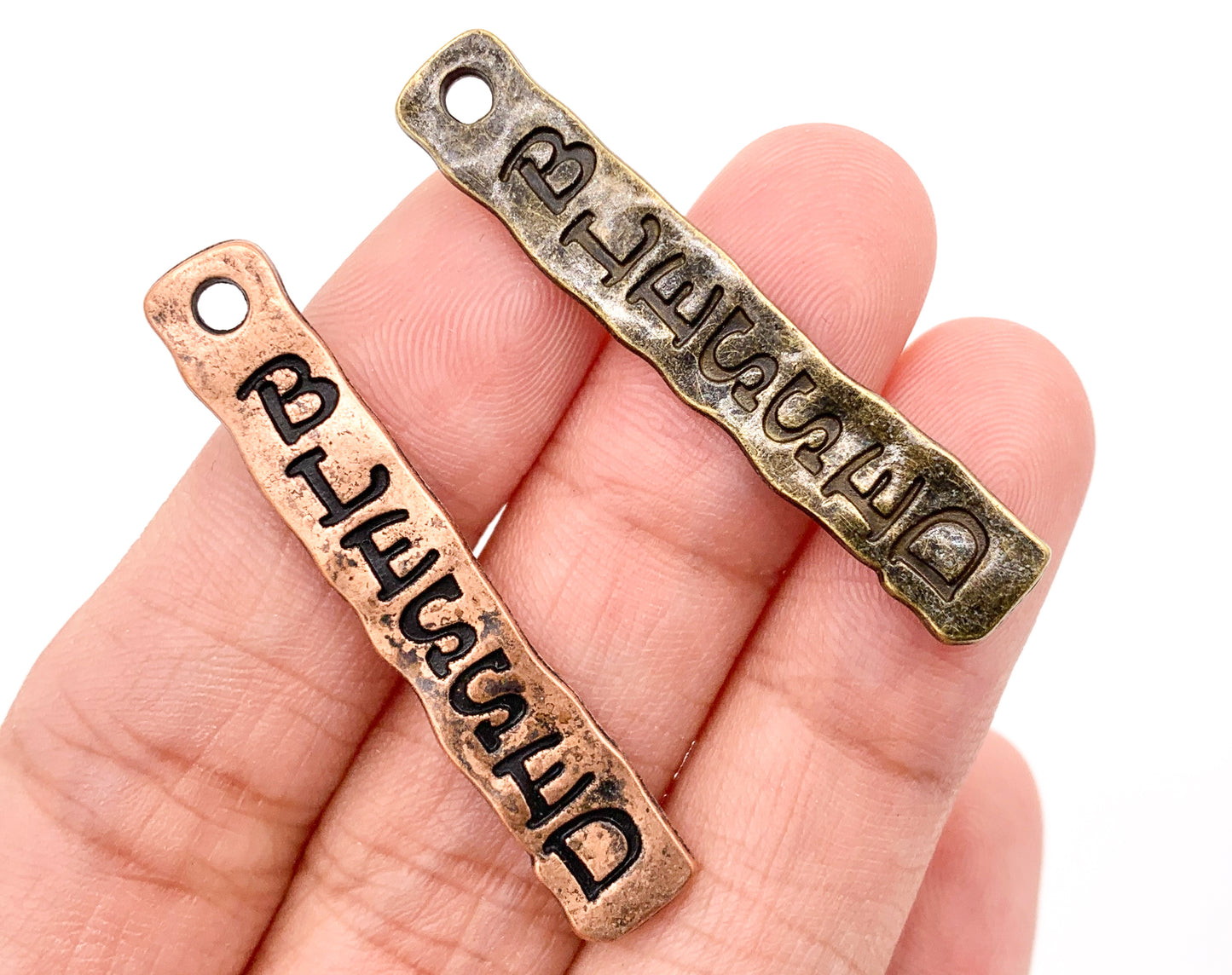 7x39mm/1.5 inches Pewter Hammered BLESSED Religious Bar Pendants Bulk Order in Gold, Silver, Copper And Brass