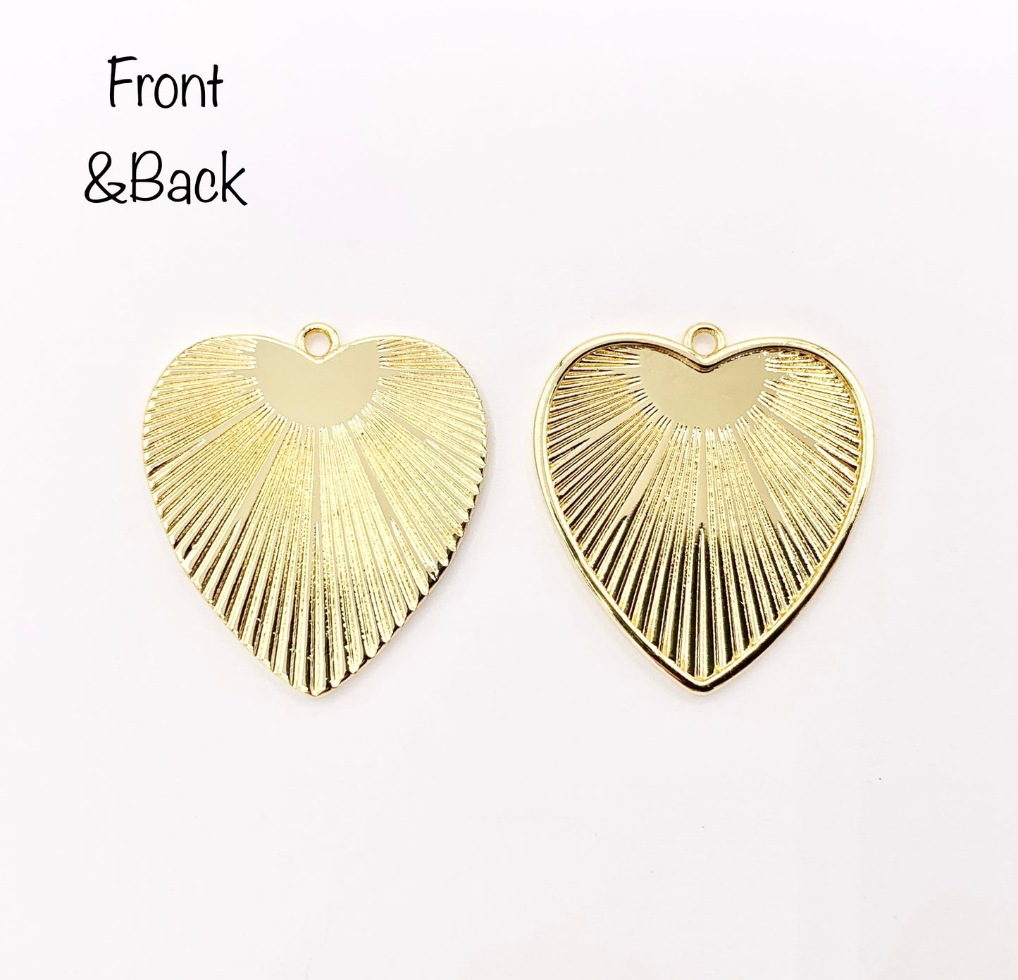 Cute Heart Charms Real 18K Gold/Silver Plated Heart Pendant Over Brass 8 PCS
