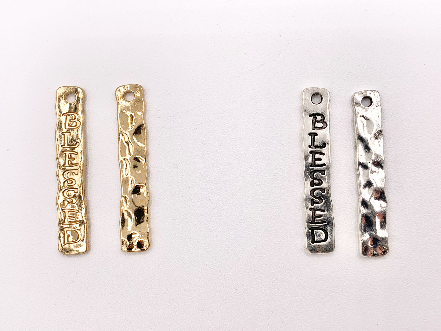 7x39mm/1.5 inches Pewter Hammered BLESSED Religious Bar Pendants Bulk Order in Gold, Silver, Copper And Brass