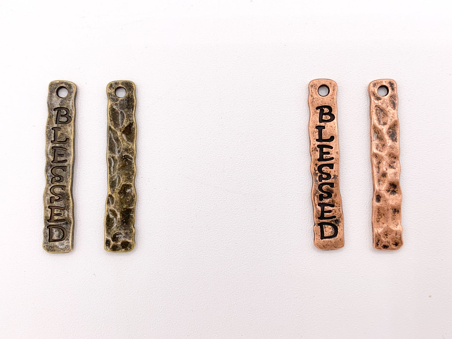 7x39mm/1.5 inches Pewter Hammered BLESSED Religious Bar Pendants Bulk Order in Gold, Silver, Copper And Brass