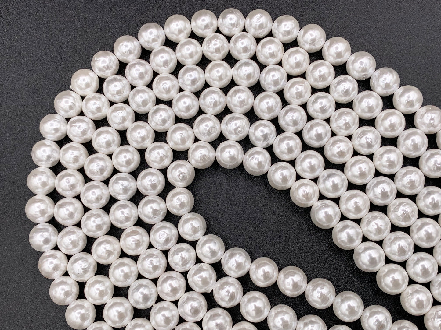White Shell Pearl Textured Round Beads Pearl Powder Coated Shell Beads Around 15" Available in 5 Sizes (1 Strand)