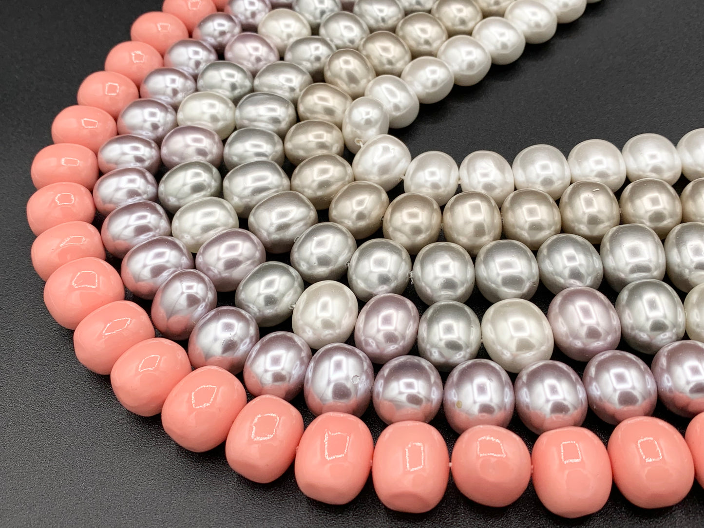 12x16mm Shell Pearl Egg Shape Beads Pearl Powder Coated Shell Oval Beads Around 15-16" (1 Strand)