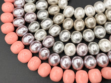 Load image into Gallery viewer, 12x16mm Shell Pearl Egg Shape Beads Pearl Powder Coated Shell Oval Beads Around 15-16&quot; (1 Strand)
