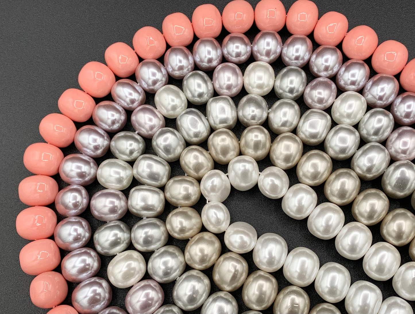 12x16mm Shell Pearl Egg Shape Beads Pearl Powder Coated Shell Oval Beads Around 15-16" (1 Strand)