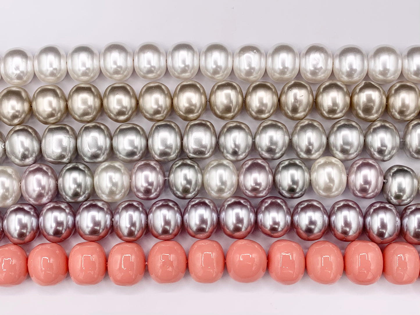12x16mm Shell Pearl Egg Shape Beads Pearl Powder Coated Shell Oval Beads Around 15-16" (1 Strand)