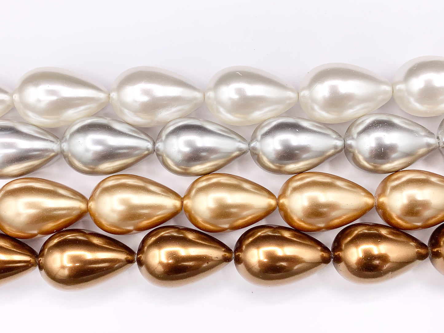16x24mm Shell Pearl Large Teardrop Beads Pearl Powder Coated Shell Beads Around 15" White, Silver, Champagne, Brown (1 Strand)