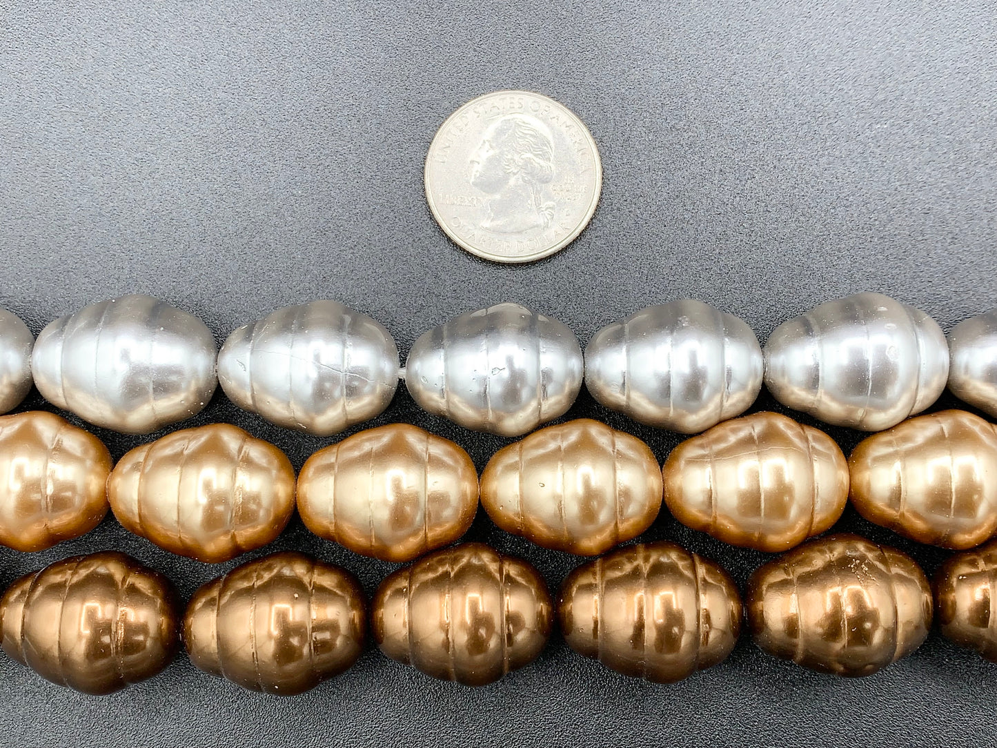 17x22mm Shell Pearl Bee Hive Shape Beads Textured Egg Shape Beads Around 16" Silver, Champagne, Brown Color (1 Strand)