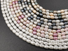 Load image into Gallery viewer, 3x4mm White and Colorful Shell Pearl Tiny Rice Shape Beads Around 16&quot; (1 Strand)
