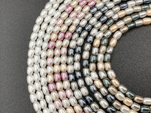 Load image into Gallery viewer, 3x4mm White and Colorful Shell Pearl Tiny Rice Shape Beads Around 16&quot; (1 Strand)
