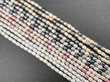 Load image into Gallery viewer, 3x4mm White and Colorful Shell Pearl Tiny Rice Shape Beads Around 16&quot; (1 Strand)
