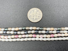 Load image into Gallery viewer, 3x4mm White and Colorful Shell Pearl Tiny Rice Shape Beads Around 16&quot; (1 Strand)
