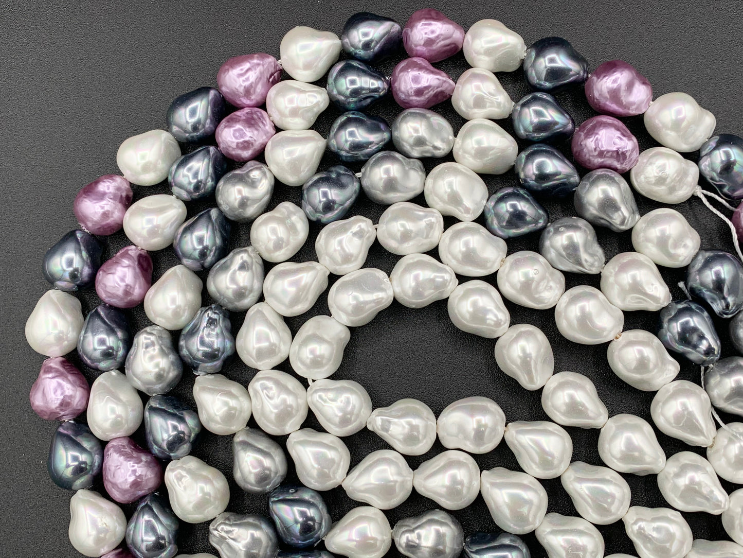 12x16mm White and Colorful Shell Pearl Nugget Beads Around 15" (1 Strand)
