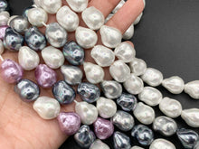 Load image into Gallery viewer, 12x16mm White and Colorful Shell Pearl Nugget Beads Around 15&quot; (1 Strand)
