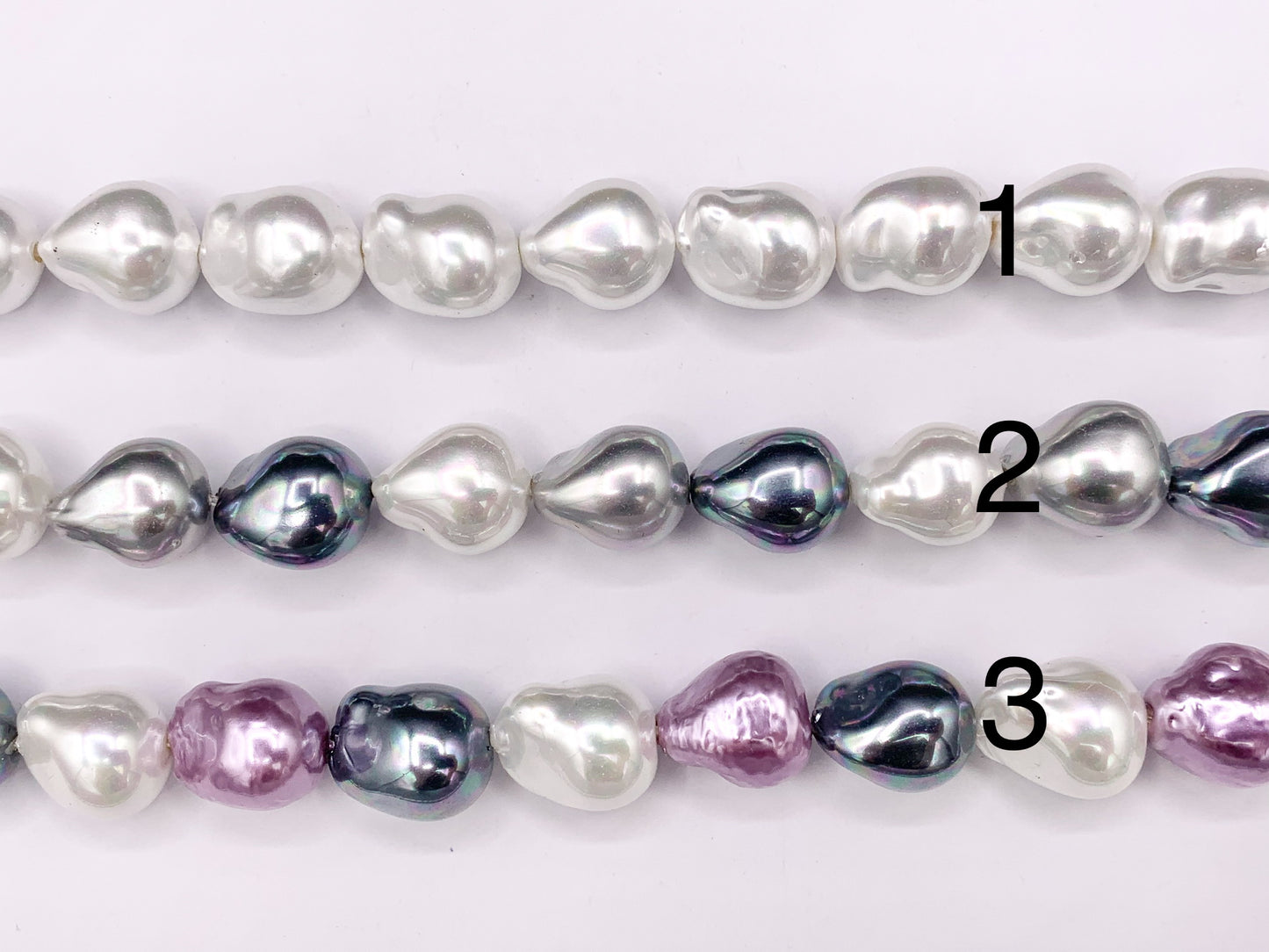 12x16mm White and Colorful Shell Pearl Nugget Beads Around 15" (1 Strand)