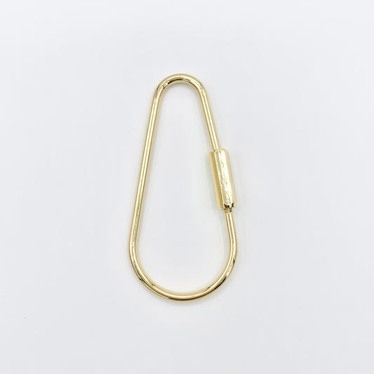 Large Pear/Teardrop Shape Carabiner Screw Closure Clasp in 18K Gold Plated Copper 4 PCS