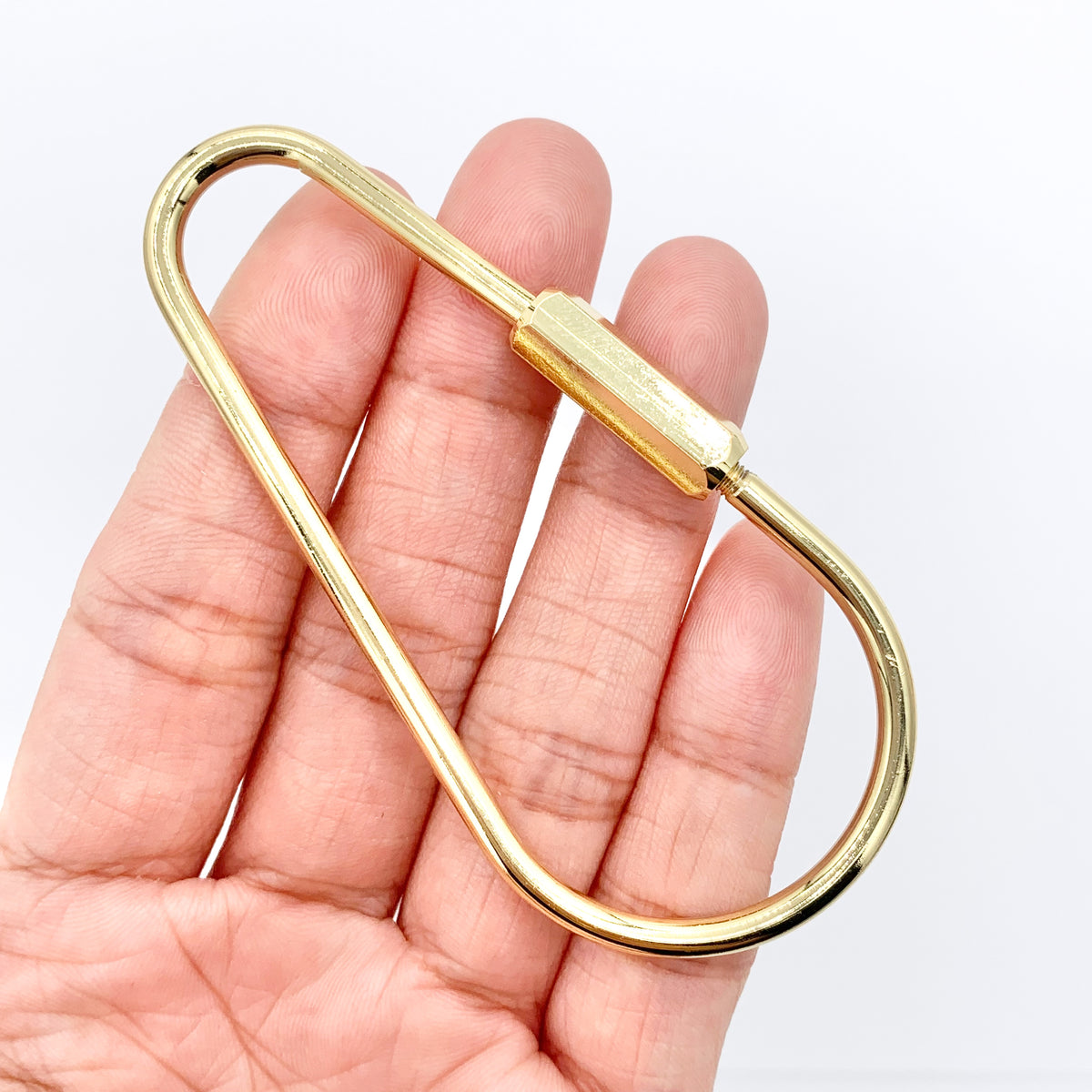 Large Pear/Teardrop Shape Carabiner Screw Closure Clasp in 18K Gold Plated Copper 4 PCS