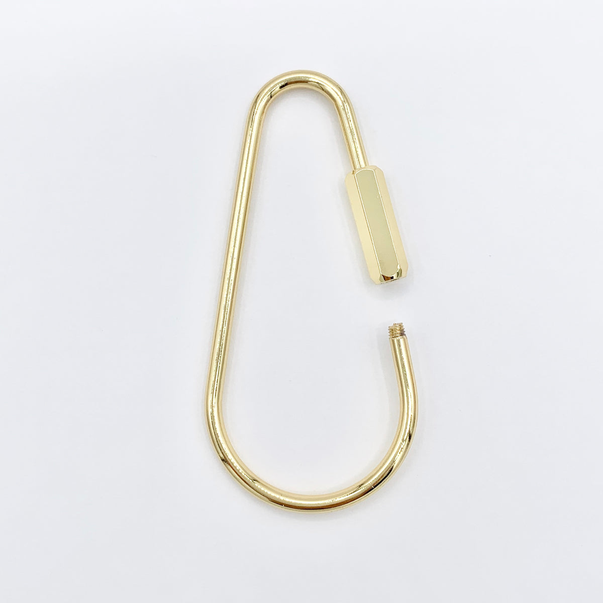 Large Pear/Teardrop Shape Carabiner Screw Closure Clasp in 18K Gold Plated Copper 4 PCS