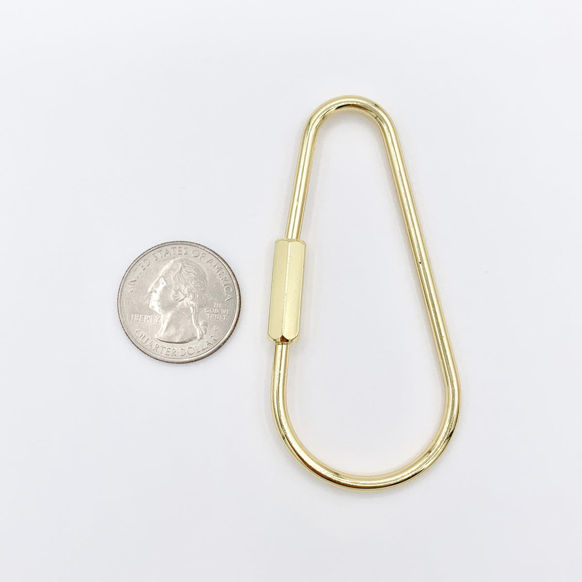 Large Pear/Teardrop Shape Carabiner Screw Closure Clasp in 18K Gold Plated Copper 4 PCS