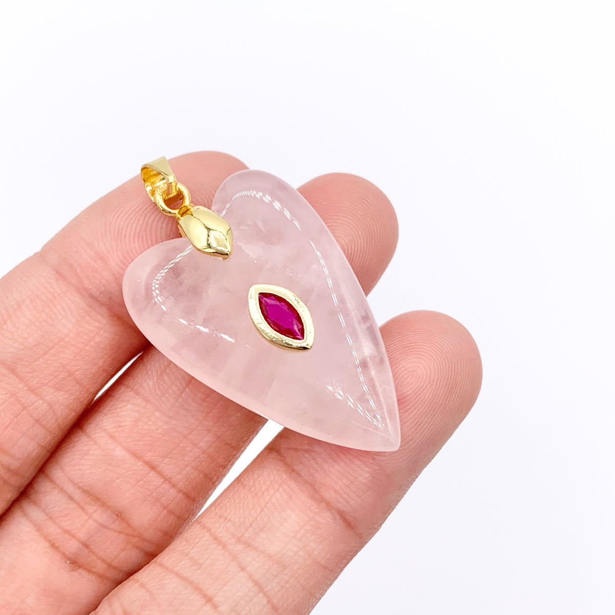 20x30mm Natural Gemstone Heart Shape Charm with CZ Pave | Quartz/ Lapis/ Aventurine/ Fluorite & More 1 PC