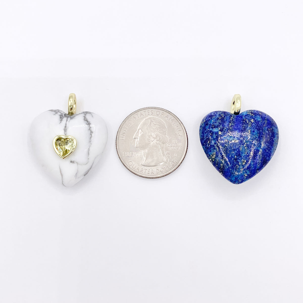 25x26mm Natural Gemstone Puffy Heart Shape Pendant with CZ Pave | Quartz/ Lapis/ Aventurine/ Amazonite & More 1 PC