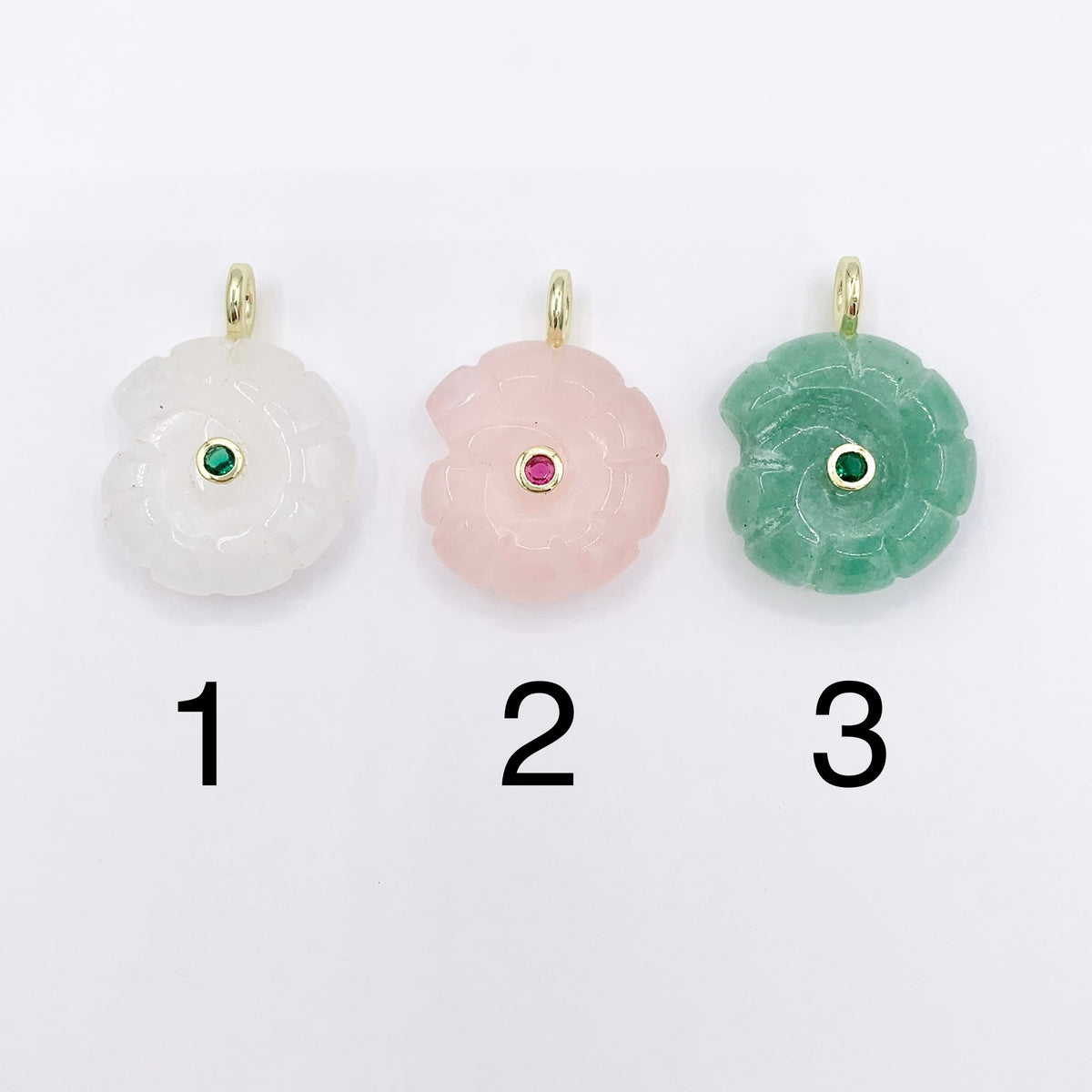 25mm Natural Gemstone Shell Shape Charm with CZ Pave | Quartz/ Lapis/ Aventurine/ Tiger's Eye & More 1 PC