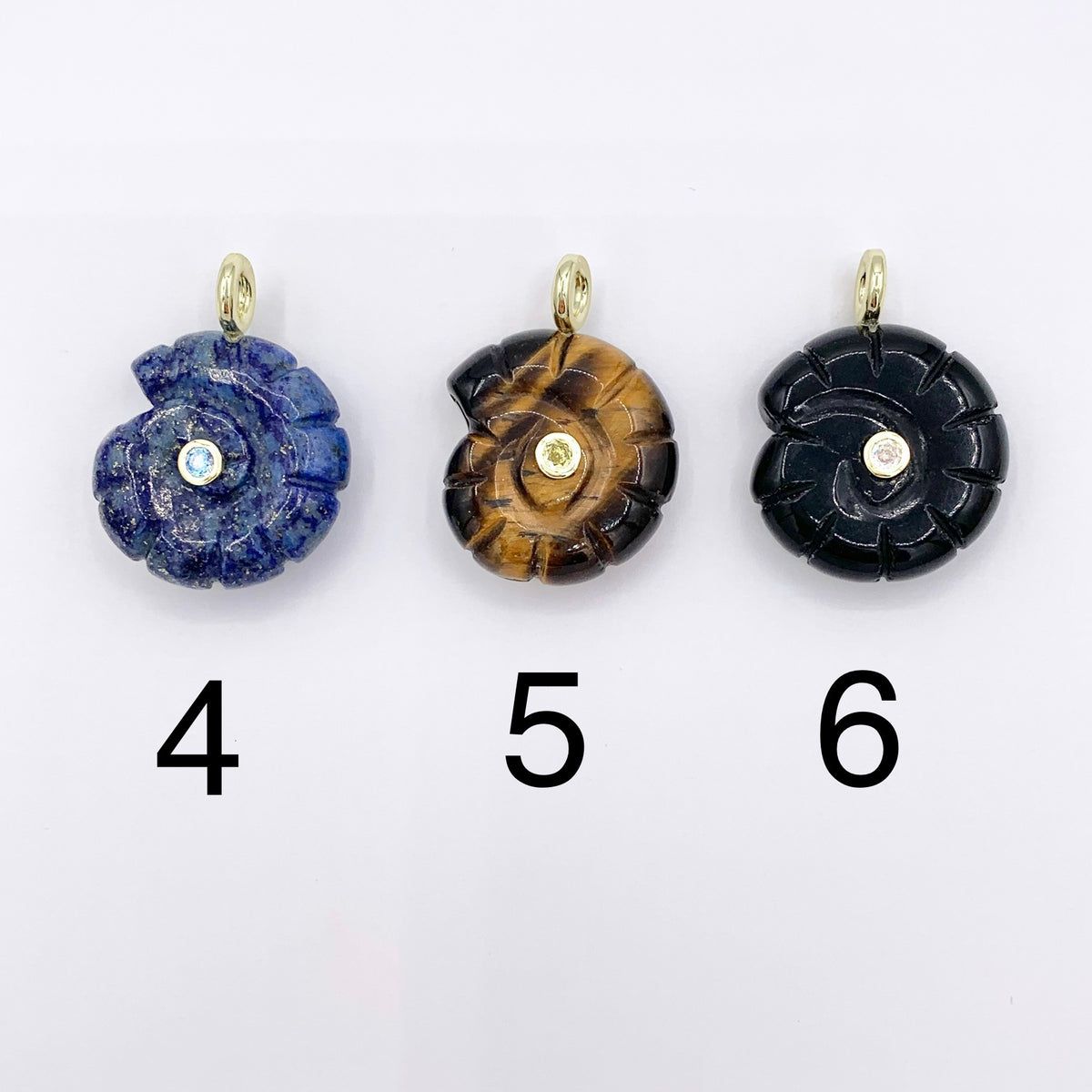 25mm Natural Gemstone Shell Shape Charm with CZ Pave | Quartz/ Lapis/ Aventurine/ Tiger's Eye & More 1 PC