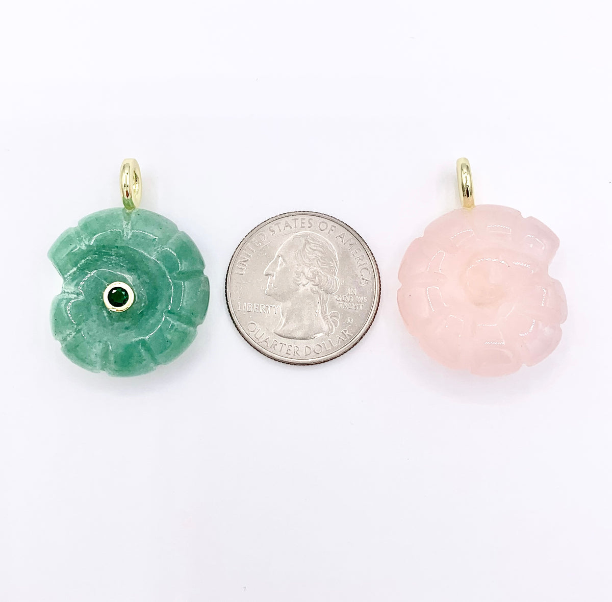 25mm Natural Gemstone Shell Shape Charm with CZ Pave | Quartz/ Lapis/ Aventurine/ Tiger's Eye & More 1 PC