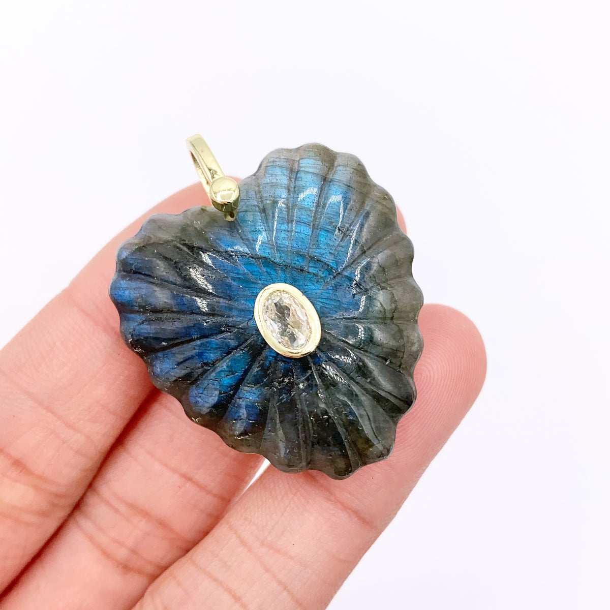 30x33mm Natural Gemstone Puffy Heart Shape Pendant with CZ Pave | Quartz/ Lapis/ Aventurine/ Amazonite & More 1 PC