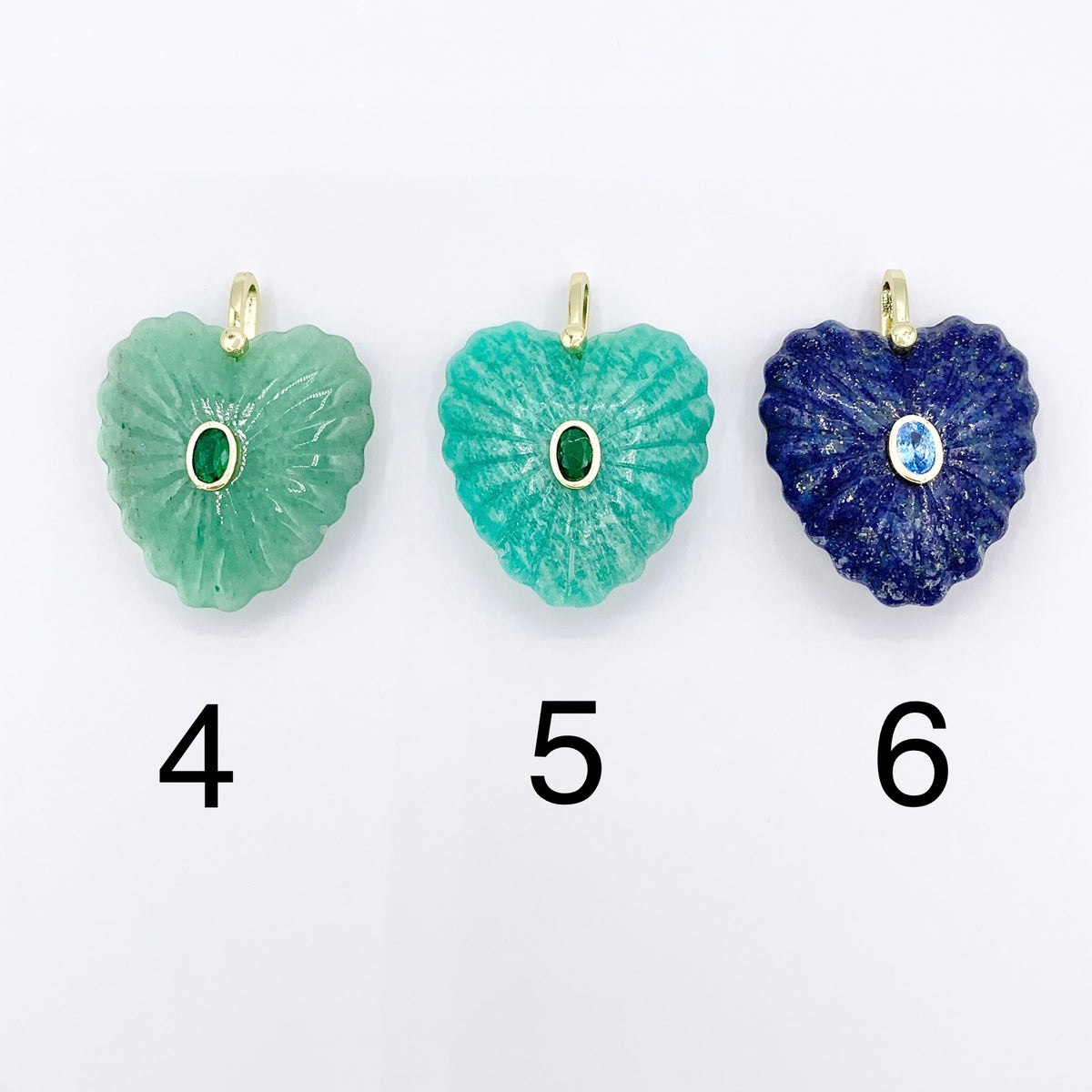 30x33mm Natural Gemstone Puffy Heart Shape Pendant with CZ Pave | Quartz/ Lapis/ Aventurine/ Amazonite & More 1 PC