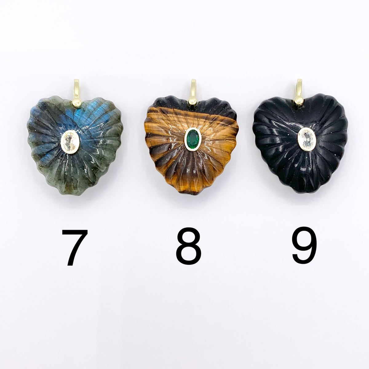 30x33mm Natural Gemstone Puffy Heart Shape Pendant with CZ Pave | Quartz/ Lapis/ Aventurine/ Amazonite & More 1 PC