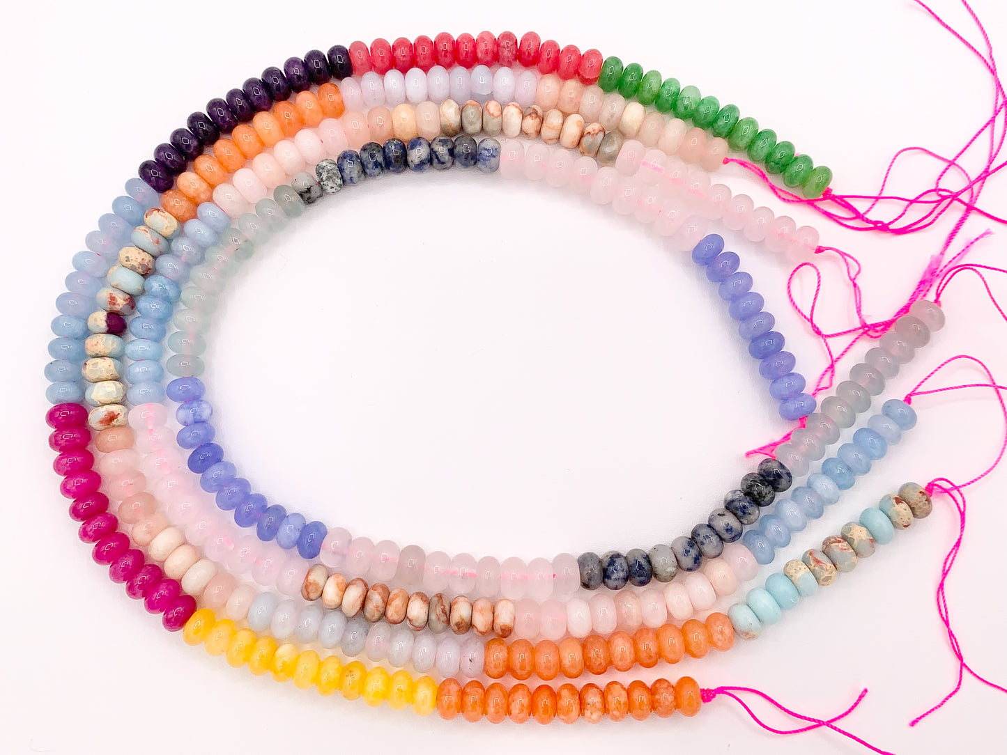 5x8mm Beautiful Mixed Color Quartz Smooth Rondelle Beads | Multicolor Dyed Jade, Jasper And Quartz Beads Natural Stone Beads Around 15"