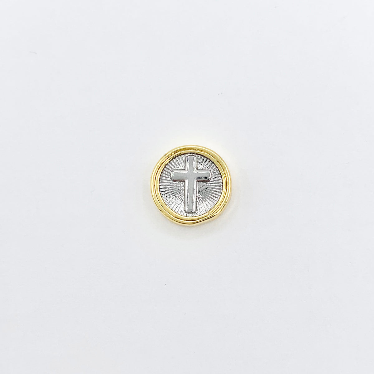 10mm 2 Tone Cross Spacer Beads Religious Rosary Findings in 18k Gold/Silver Plated Over Copper 10 PCS