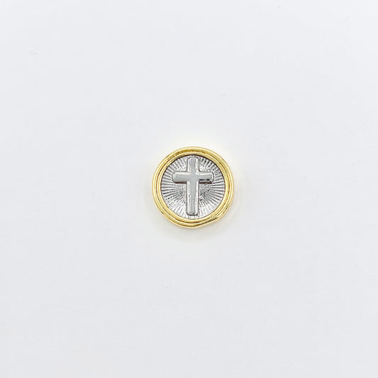 10mm 2 Tone Cross Spacer Beads Religious Rosary Findings in 18k Gold/Silver Plated Over Copper 10 PCS