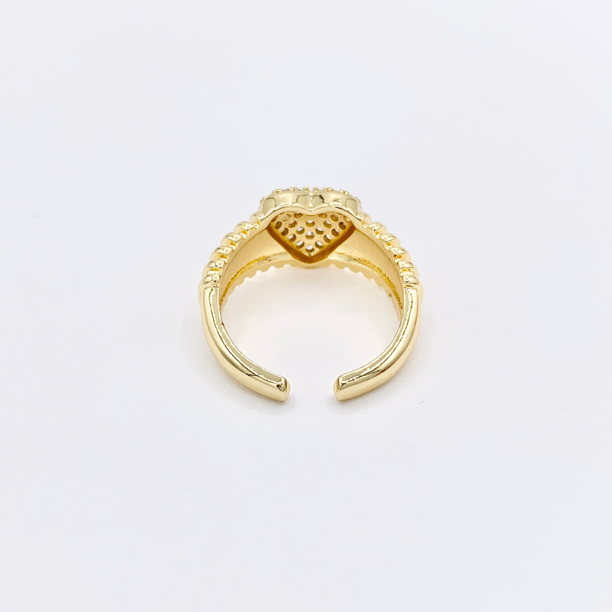 Statement CZ Cubic Zirconia Puffy Heart Rings in 18K Gold Plated Copper 5 PCS