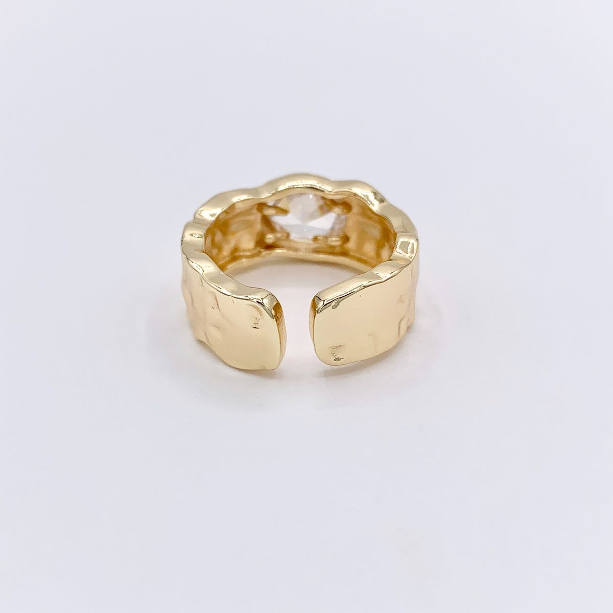 Chunky Oval Cut Egg Shaped Ring in Real Gold 18K Plated Brass CZ Pave 4 PCS