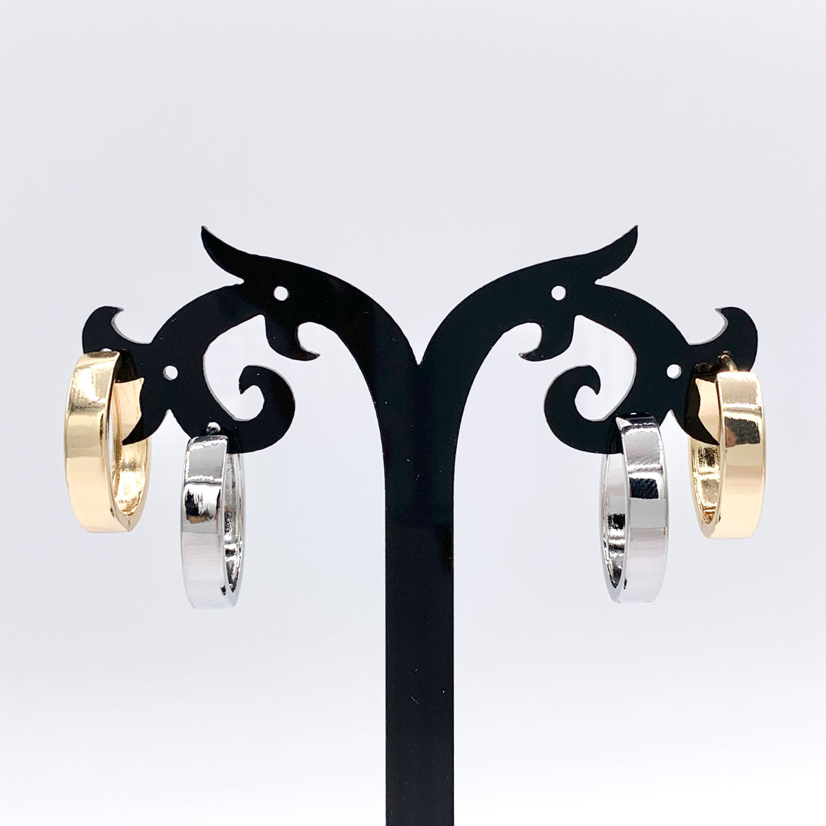20mm Simple Plain Earring Hoops 18K Gold/Silver Plated Over Brass Earrings 4 PAIRS