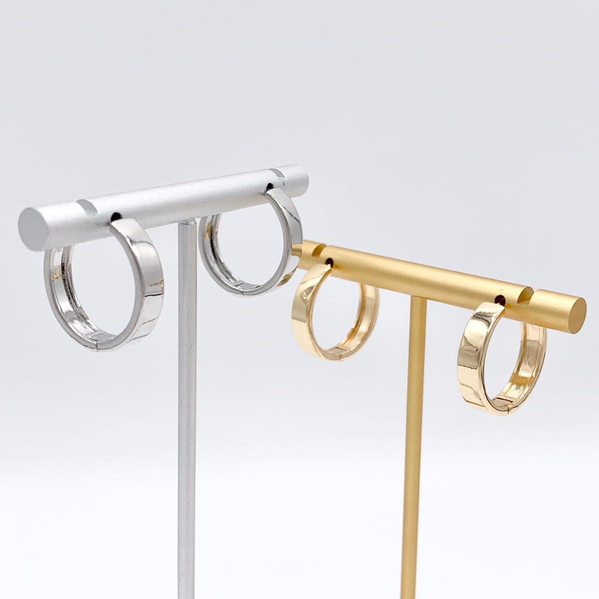 20mm Simple Plain Earring Hoops 18K Gold/Silver Plated Over Brass Earrings 4 PAIRS