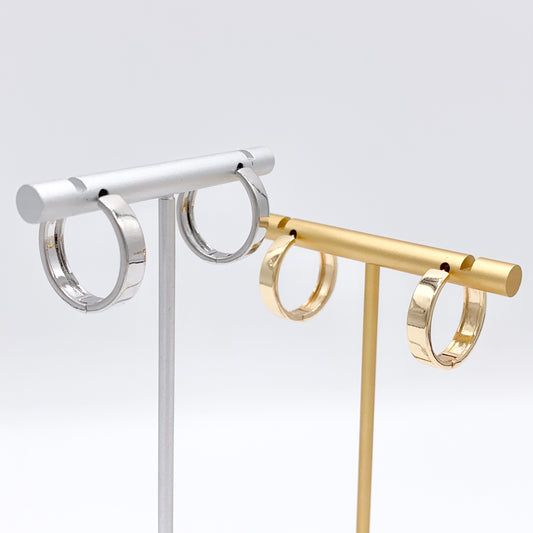 20mm Simple Plain Earring Hoops 18K Gold/Silver Plated Over Brass Earrings 4 PAIRS